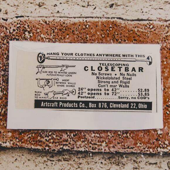1950 Artcraft Products Telescoping Closetbar Ad -Vtg Print Advert Cleveland Ohio - Picture 1 of 5